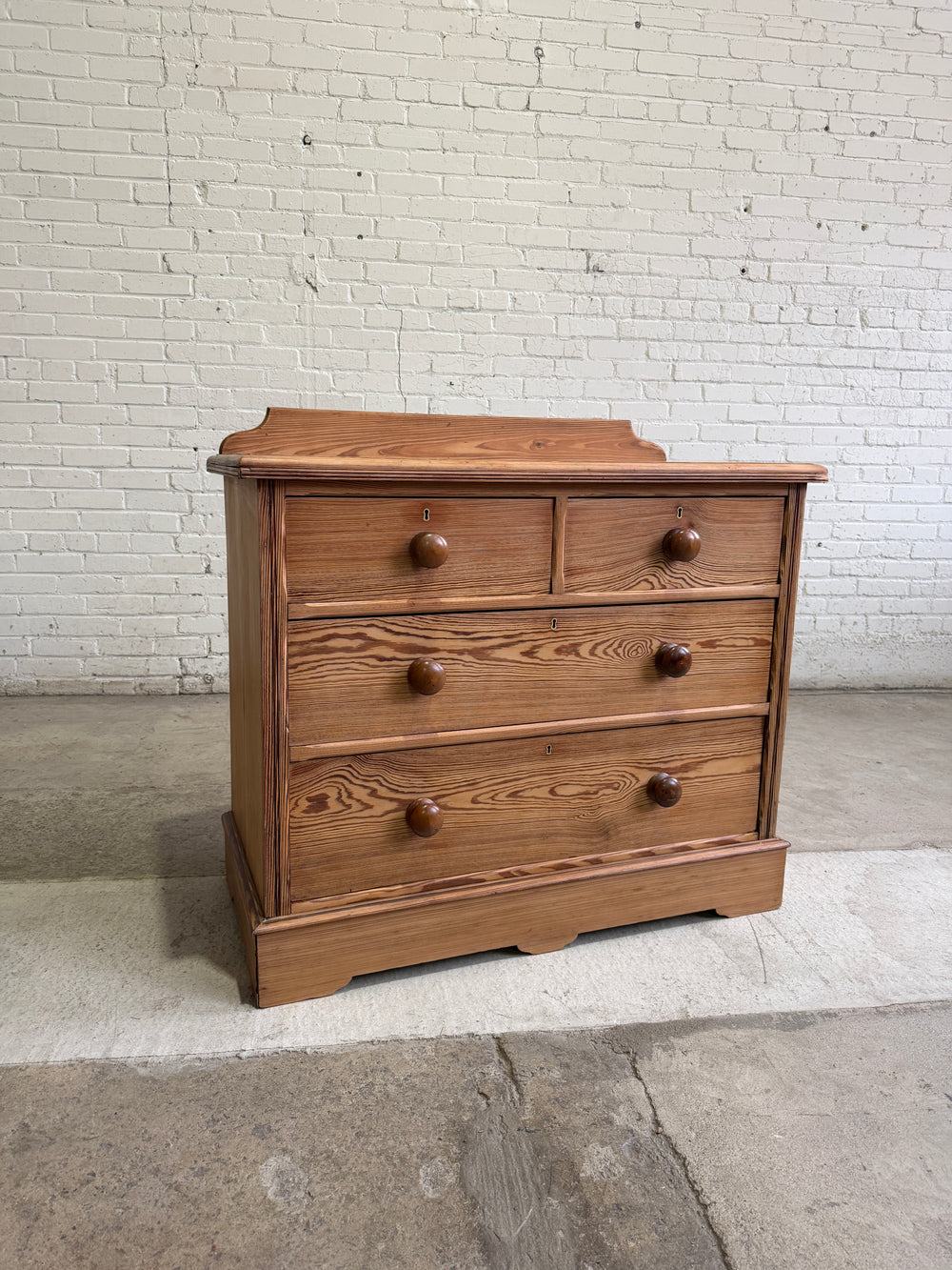 Antique Pitch Pine English Chest of Drawers, c. 1890