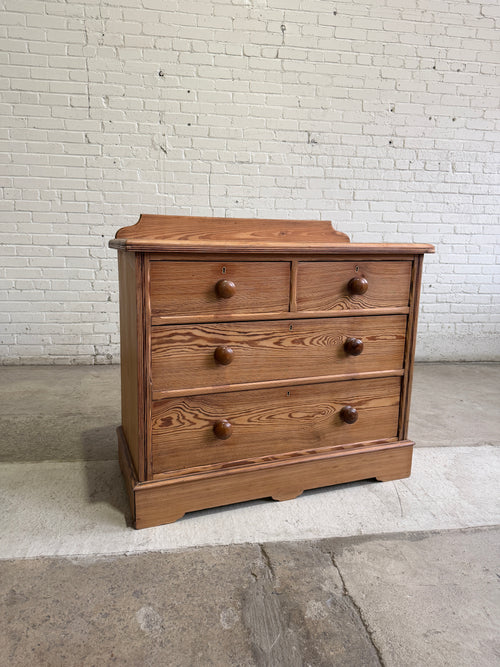 Antique Pitch Pine English Chest of Drawers, c. 1890