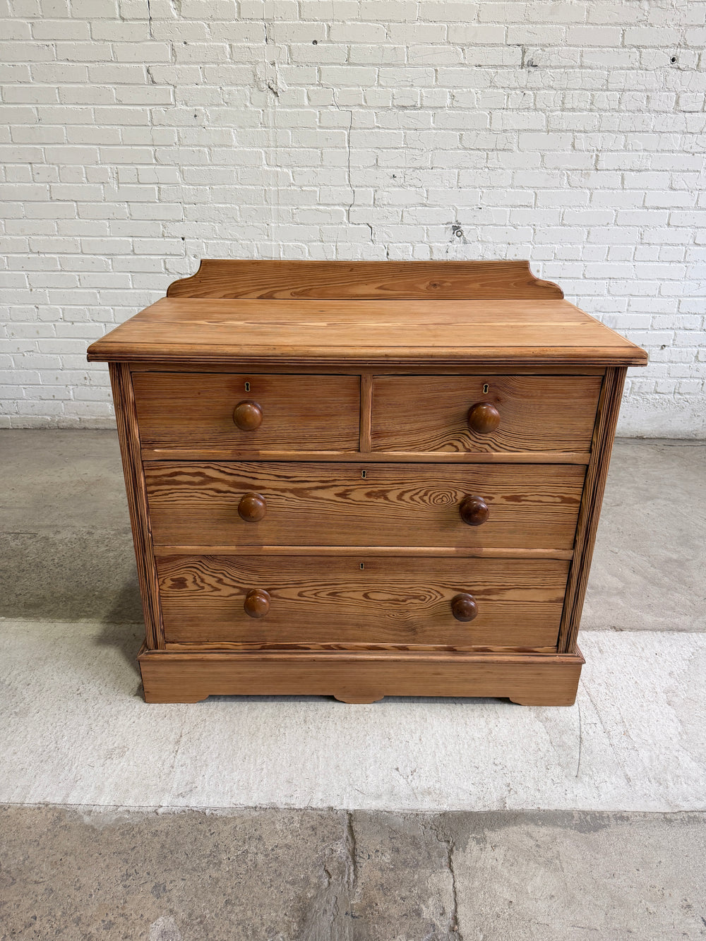 Antique Pitch Pine English Chest of Drawers, c. 1890