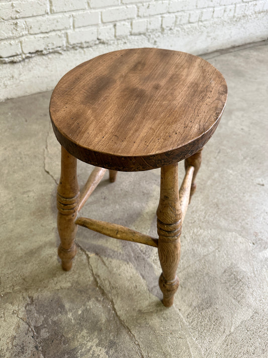 Antique Pine Stool with Oval Top, c. 1880