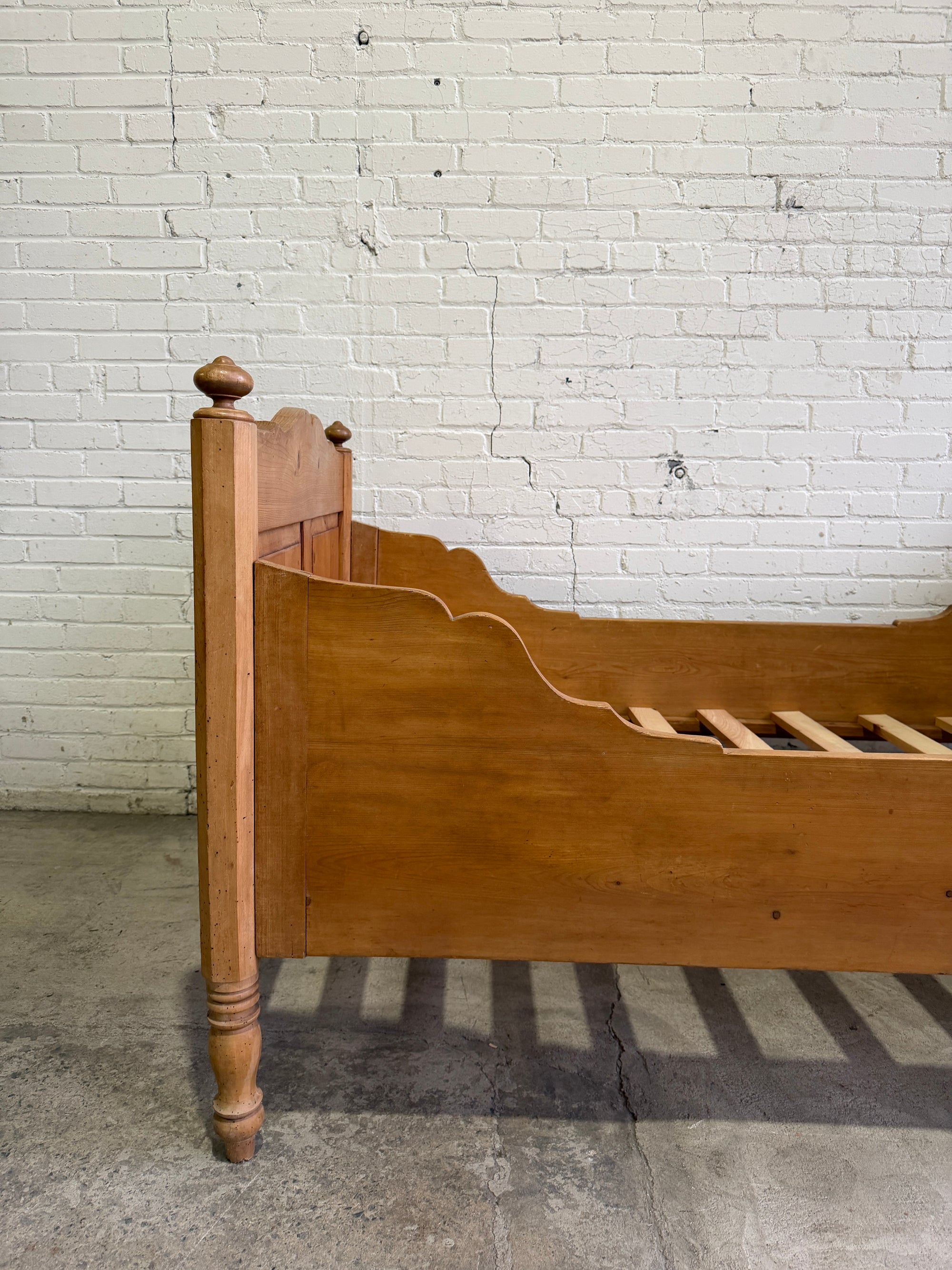 Antique Pine Sleigh Bed, c. 1900
