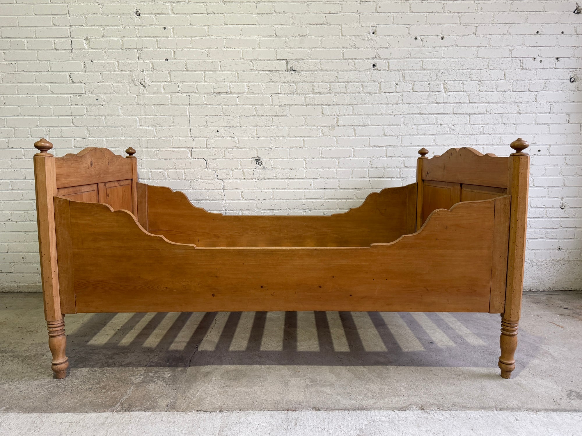 Antique Pine Sleigh Bed, c. 1900