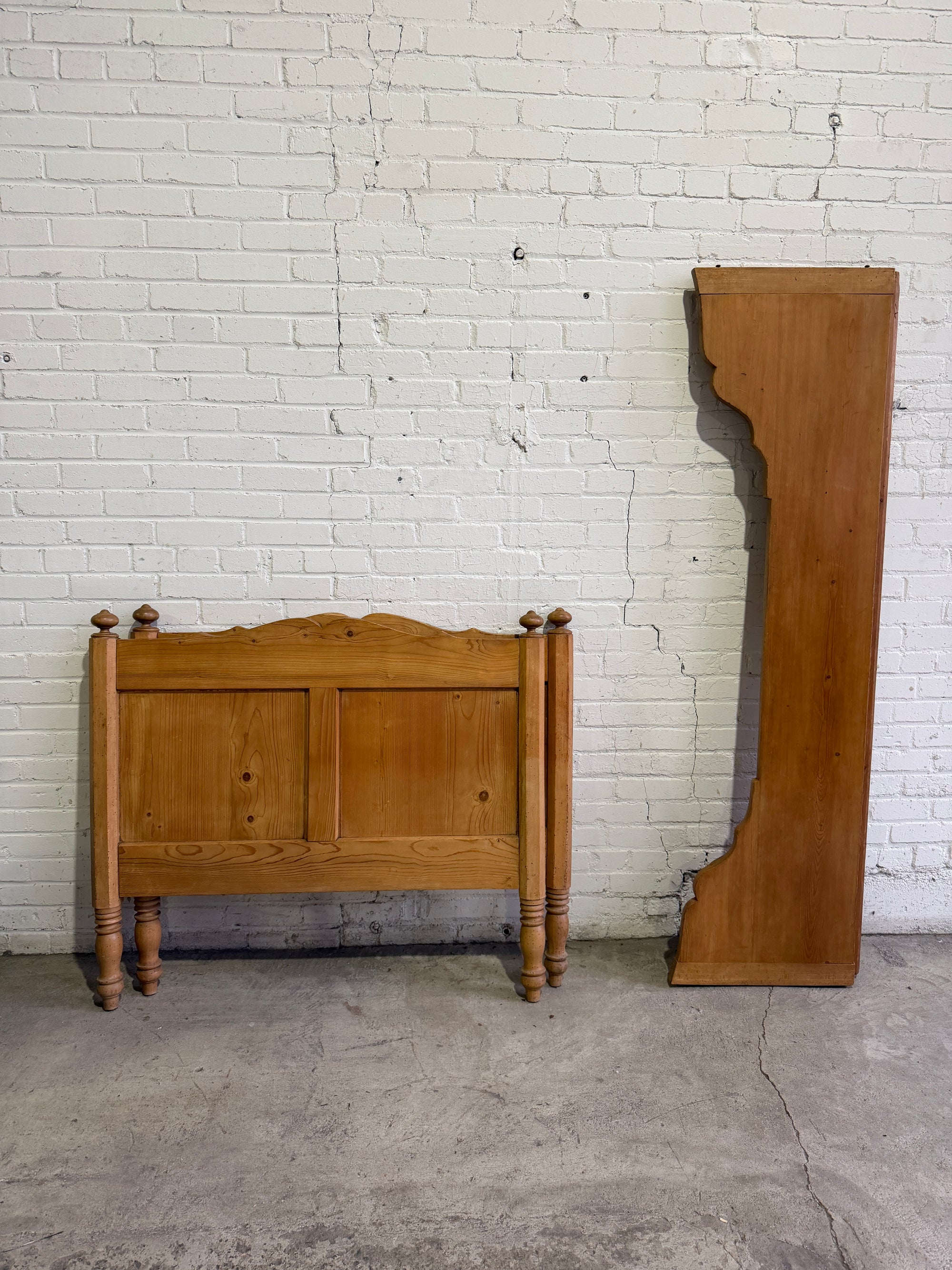 Antique Pine Sleigh Bed, c. 1900