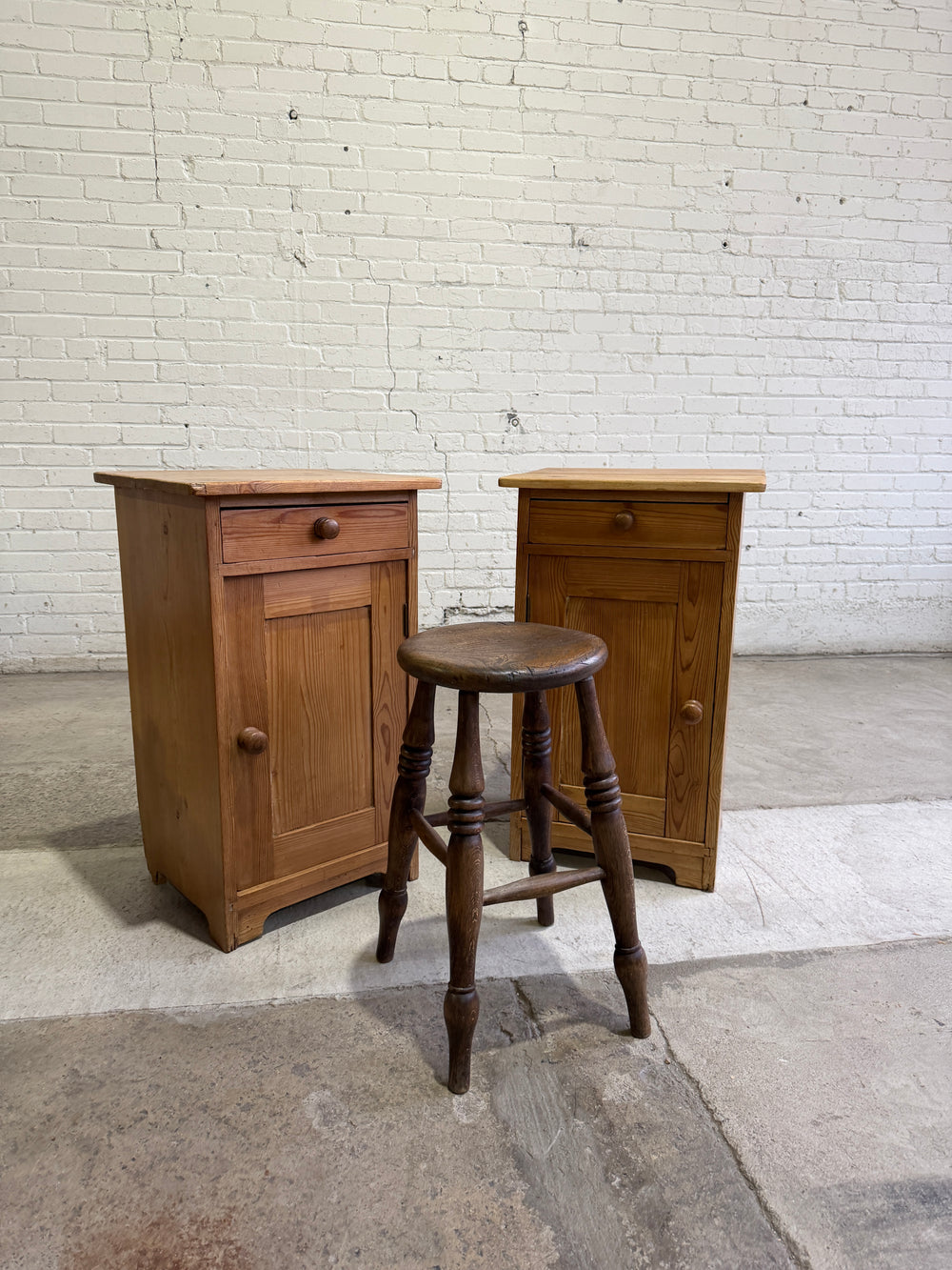 Antique Pine English Nighstand Pair, c. 1880
