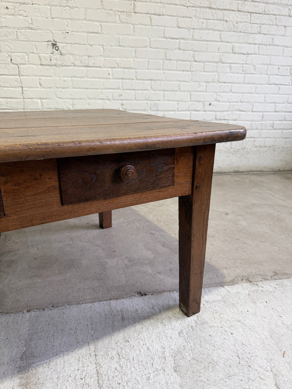 Antique French Oak Two Drawer Coffee Table c. 1860