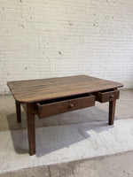Antique French Oak Two Drawer Coffee Table c. 1860
