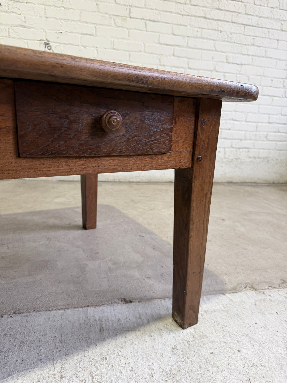 Antique French Oak Two Drawer Coffee Table c. 1860