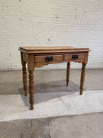 Antique Pine English Side Table with Drawers c. 1880