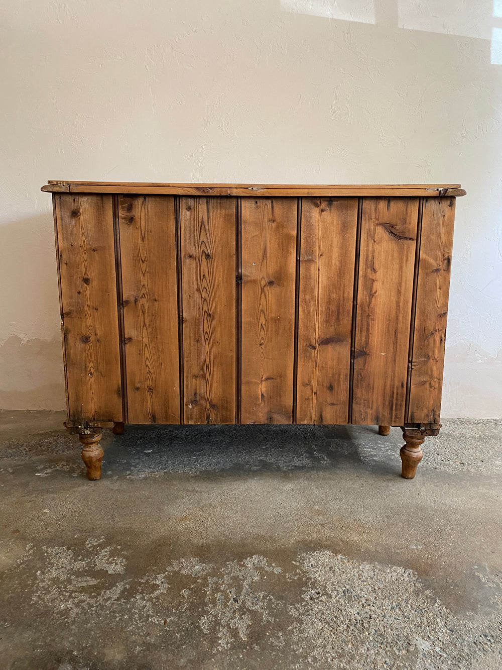 Antique Pine English Chest of Drawers with Glass Knobs c. 1890