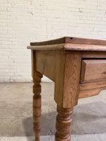 Antique Pine English Side Table with Drawers c. 1880
