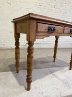Antique Pine English Side Table with Drawers c. 1880