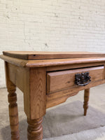 Antique Pine English Side Table with Drawers c. 1880
