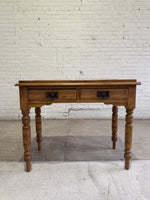 Antique Pine English Side Table with Drawers c. 1880