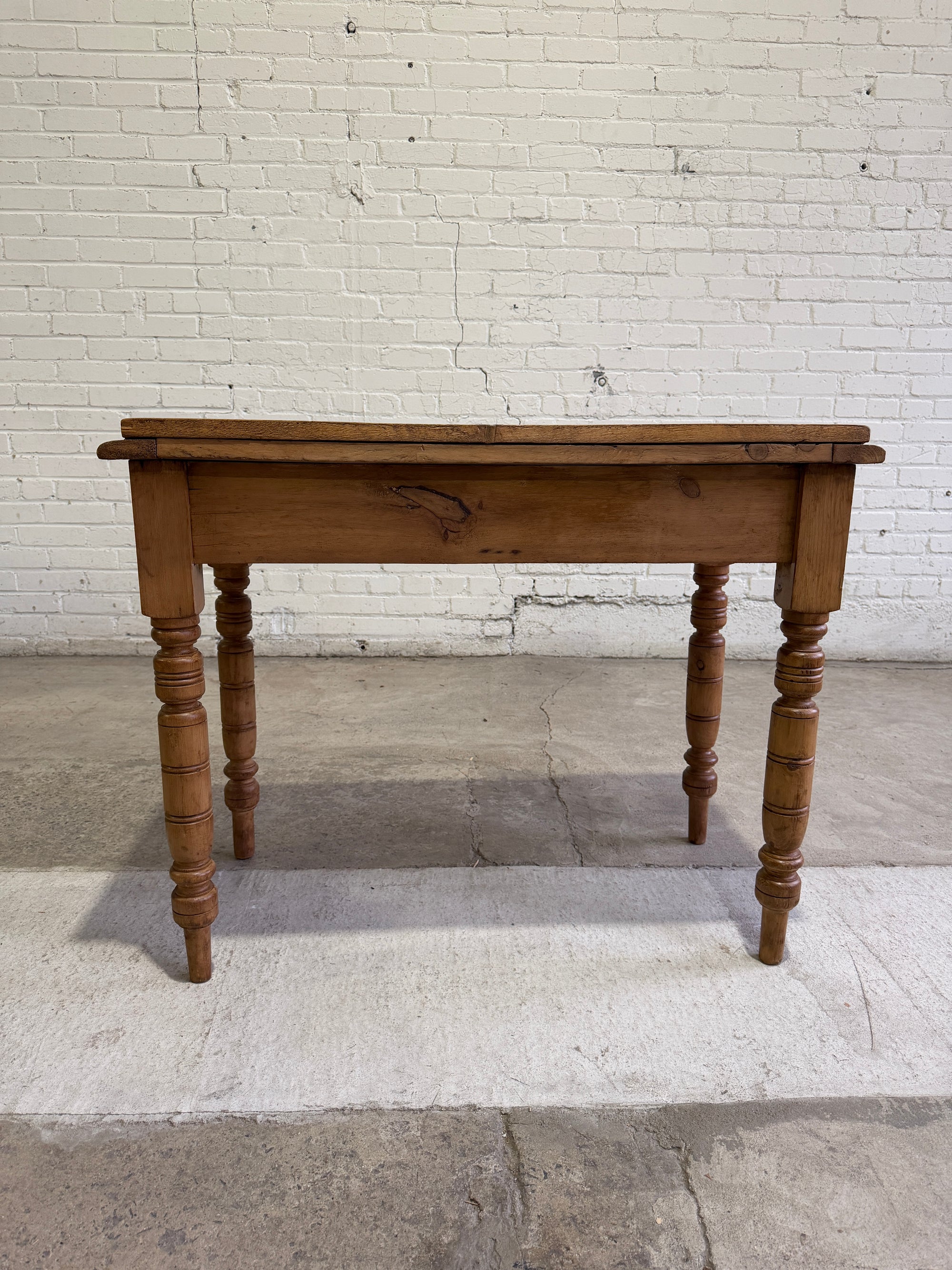 Antique Pine English Side Table with Drawers c. 1880