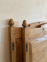 Antique Pine Sleigh Bed with Acorn Finials c. 1890