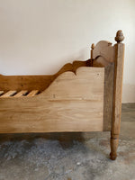 Antique Pine Sleigh Bed with Acorn Finials c. 1890