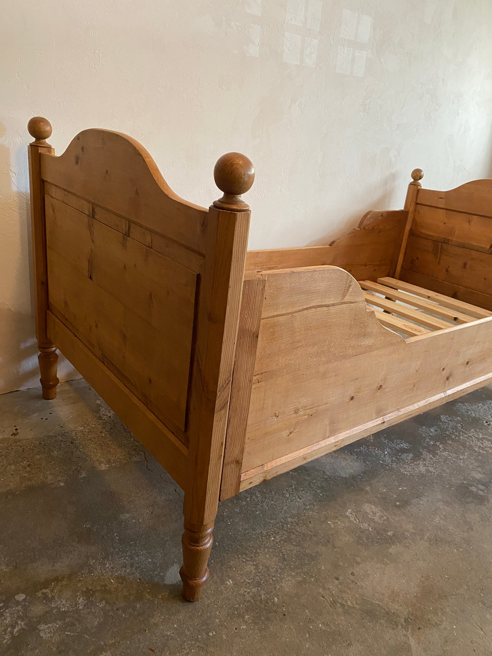 Antique Pine Sleigh Bed c. 1910