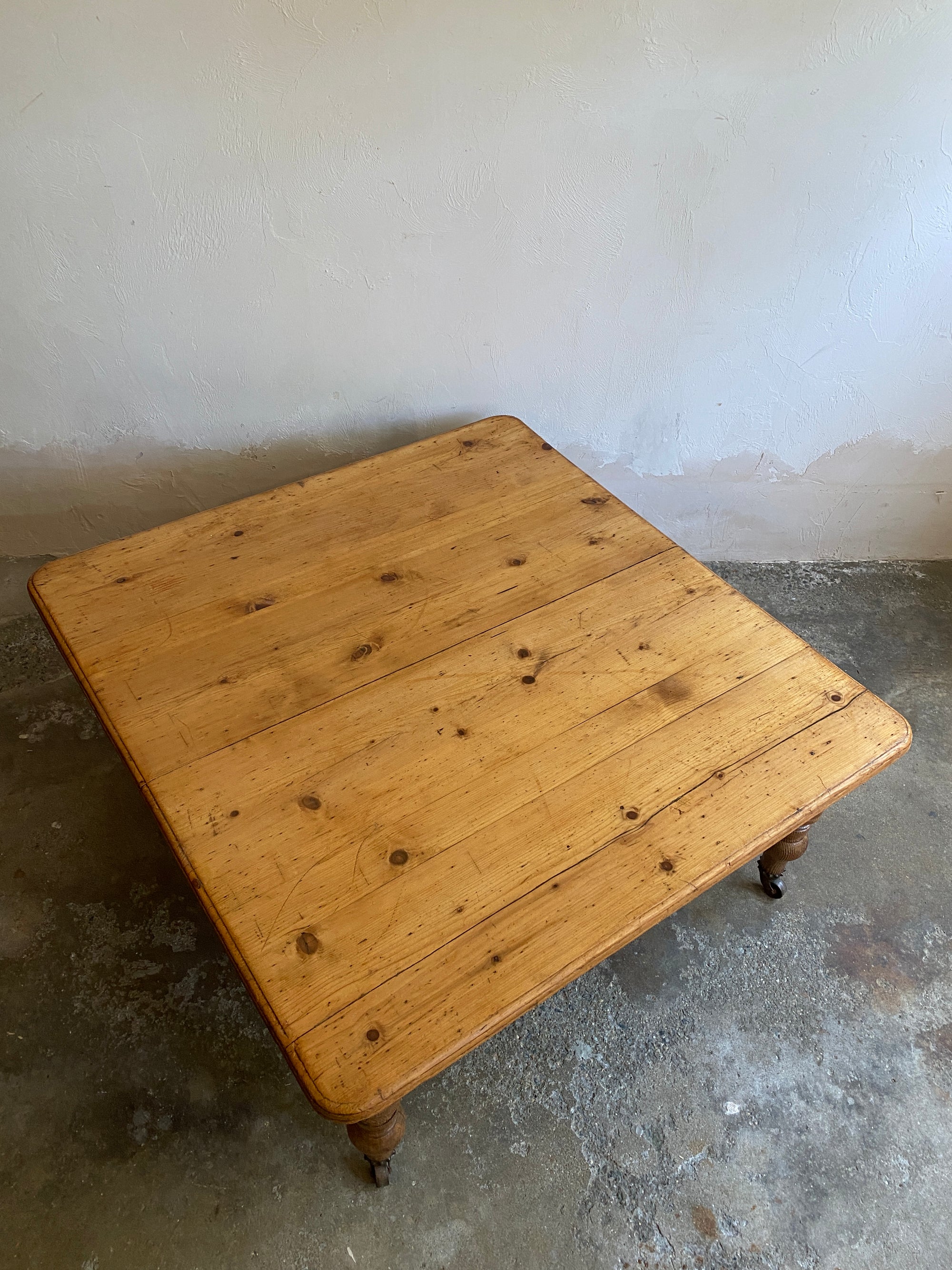 Antique Pine Coffee Table on Castors