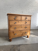 Antique Pine English Dresser with Glass Knobs, c. 1890