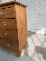 Antique Pine English Dresser with Glass Knobs, c. 1890