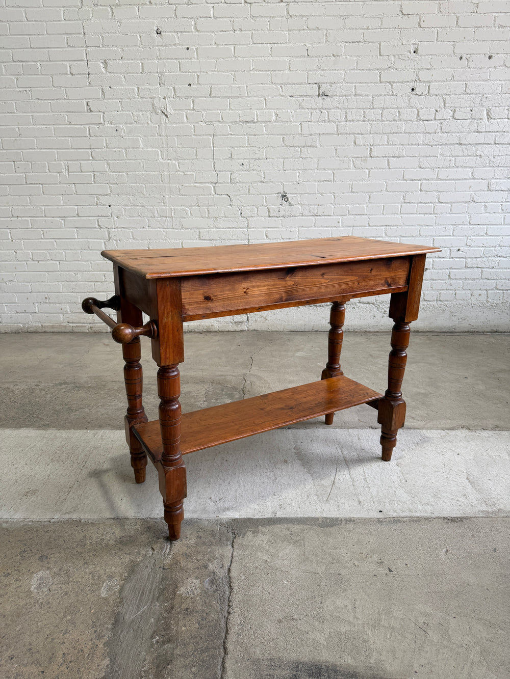 Antique Pine English Washstand with Towel Rail c. 1880