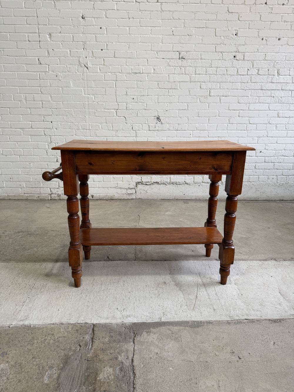 Antique Pine English Washstand with Towel Rail c. 1880