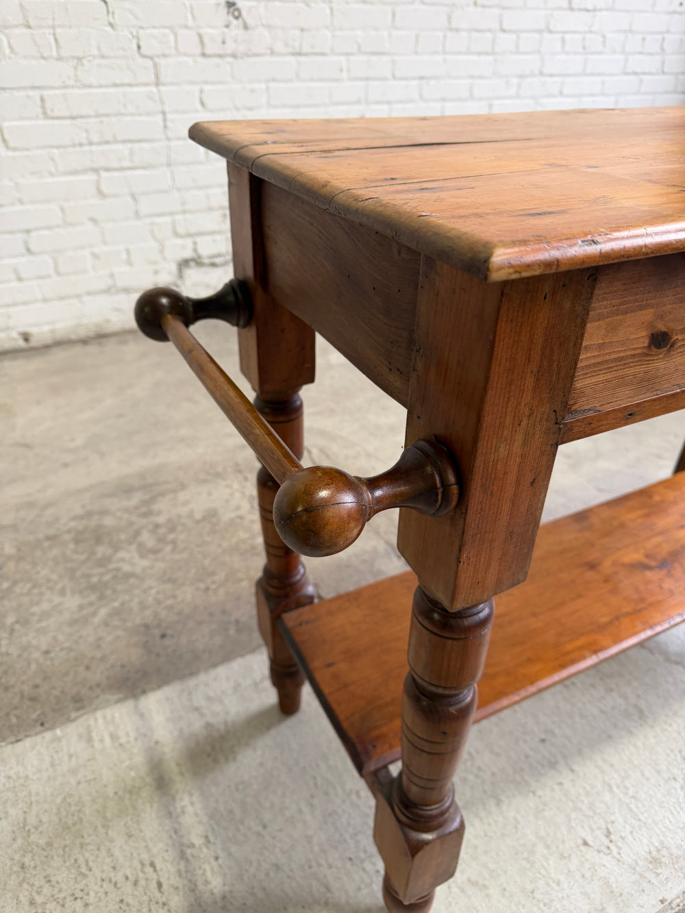 Antique Pine English Washstand with Towel Rail c. 1880