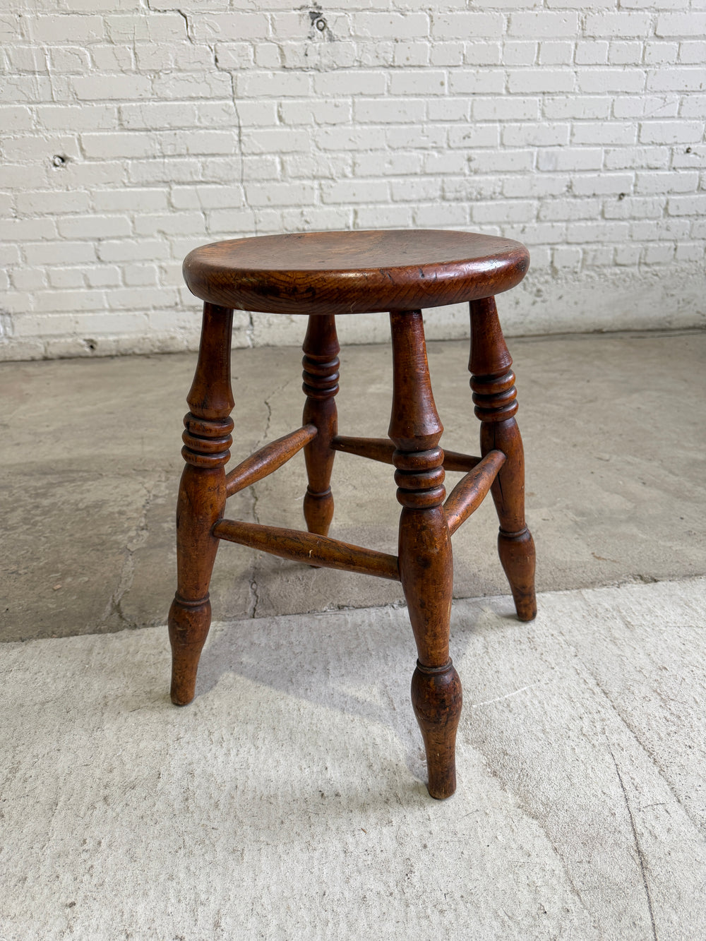 An Antique English Stool with Elm Seat, c. 1880