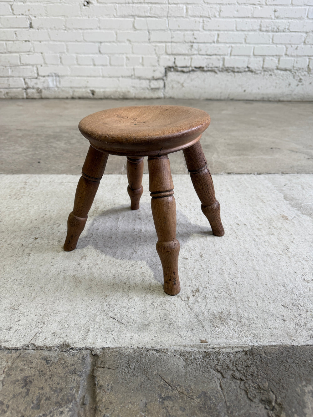 Small Antique Pine English Stool c. 1890