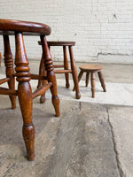 Small Antique Pine English Stool c. 1890