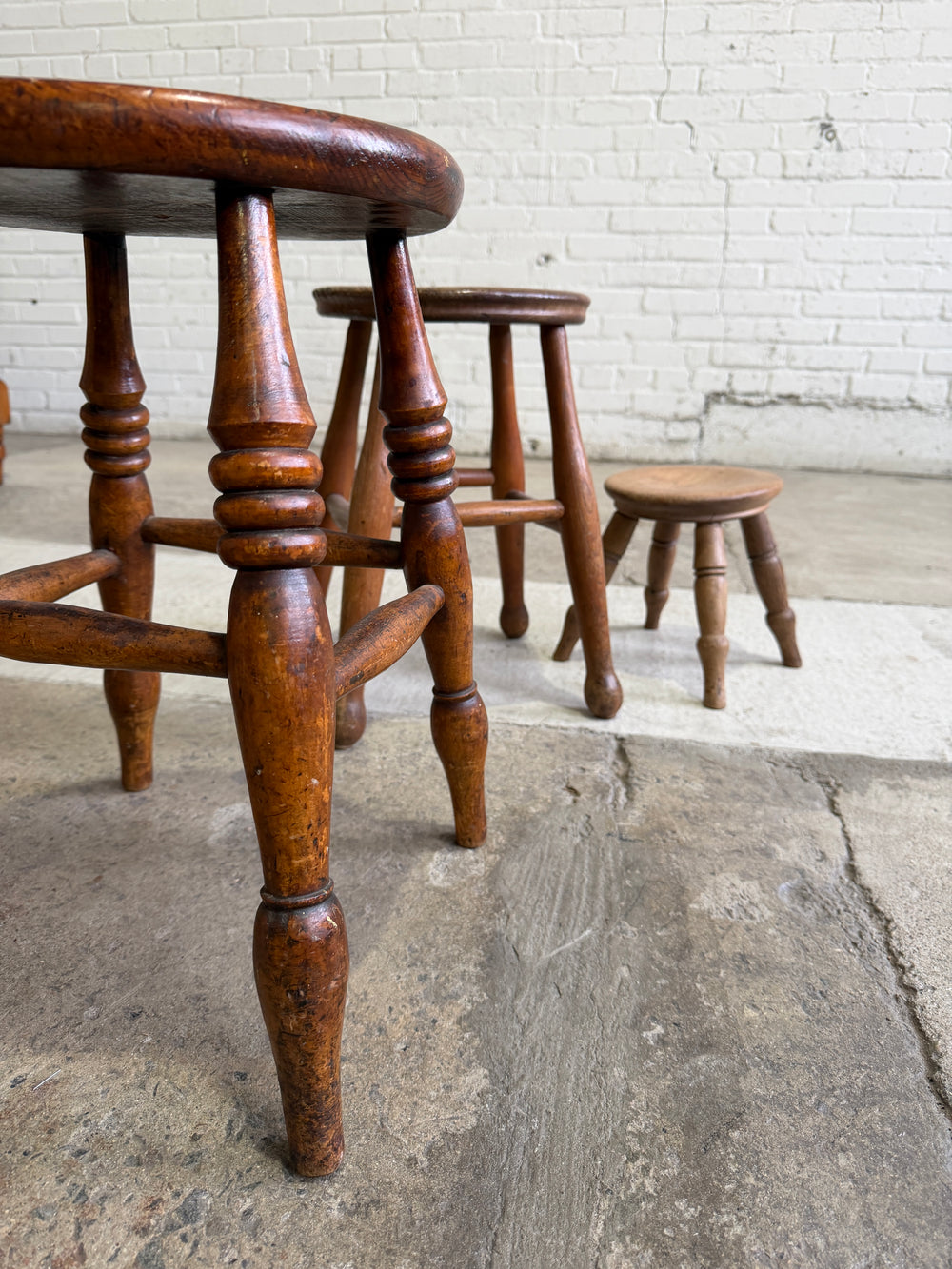 An Antique English Stool with Elm Seat, c. 1880