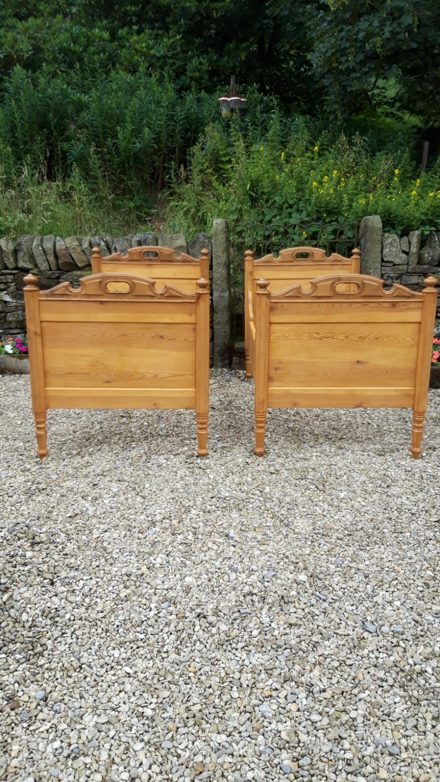 A Pair of Antique Pine Sleigh Beds c. 1900