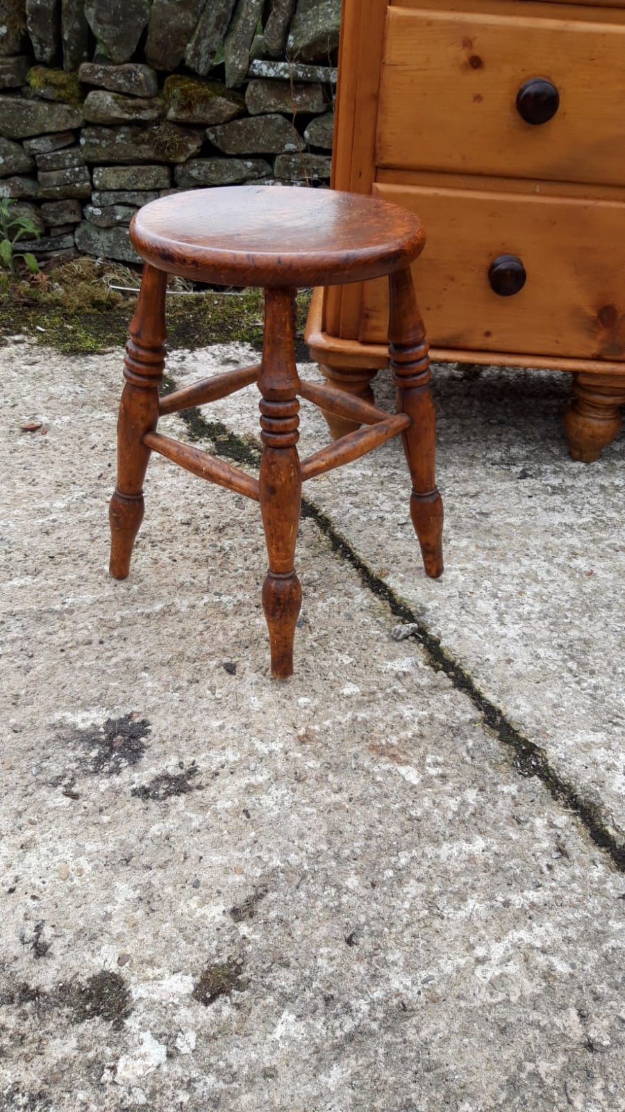 An Antique English Stool with Elm Seat, c. 1880