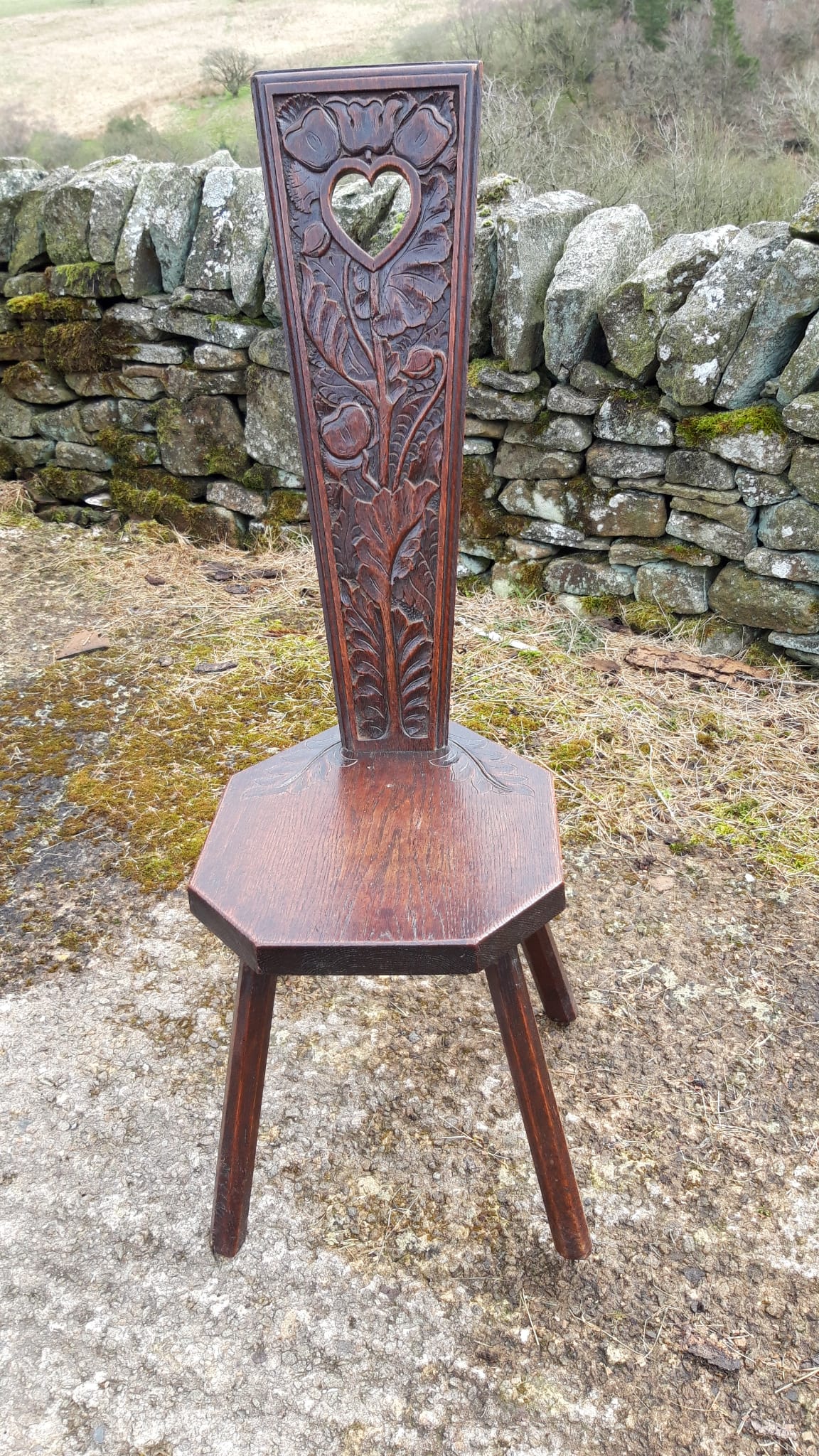 An Antique Welsh Oak Spinning Chair, c. 1890