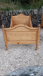 Antique Pine Sleigh Bed with Curved Siderails c. 1900