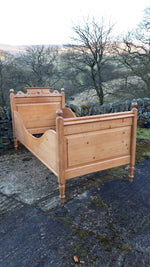 Antique Pine Sleigh Bed, c. 1890