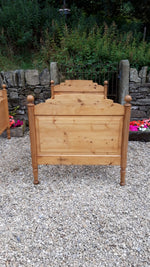 Antique Pine Sleigh Bed with Squared Top, c. 1900