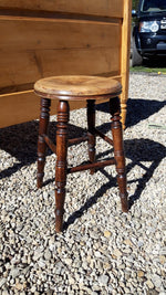 Antique English Elm and Sycamore Round Stool c. 1880