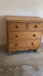 Antique Pine English Chest of Drawers with Wavy Skirt c. 1880