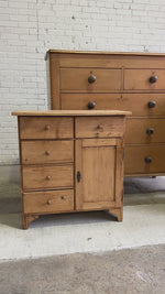 Antique Pine English Chest of Drawers with Ceramic Knobs c. 1900