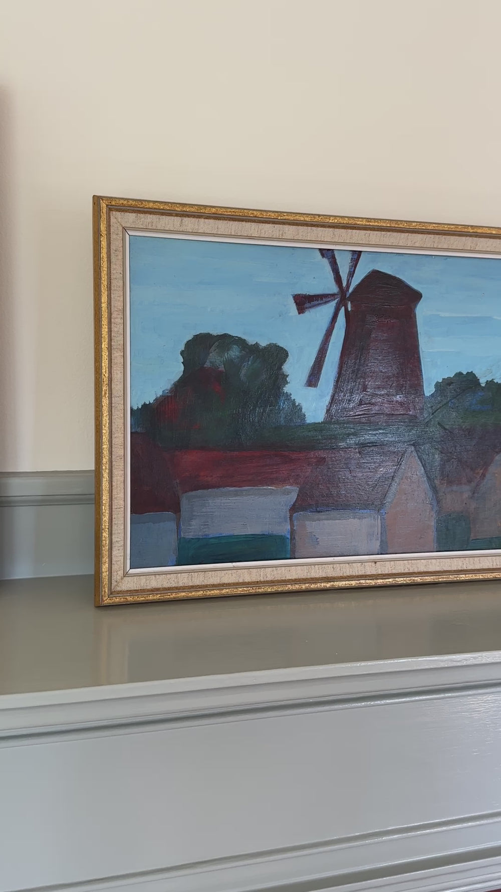 Windmill Landscape: Swedish oil on board