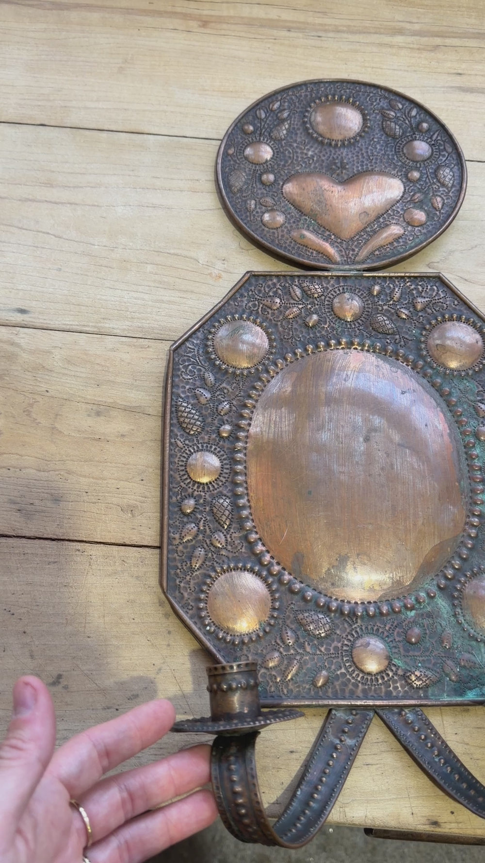 An Antique Pair of Swedish Copper Wall Sconces