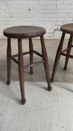 A Pair of Antique Elm English Stools, c. 1880