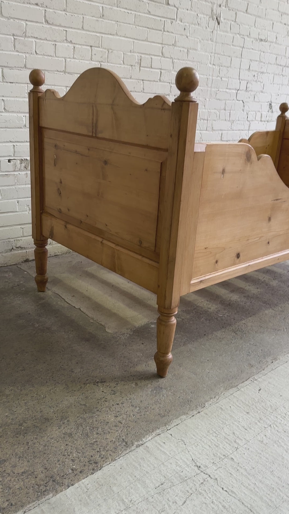 A Pair of Antique Pine Sleigh Beds c. 1900