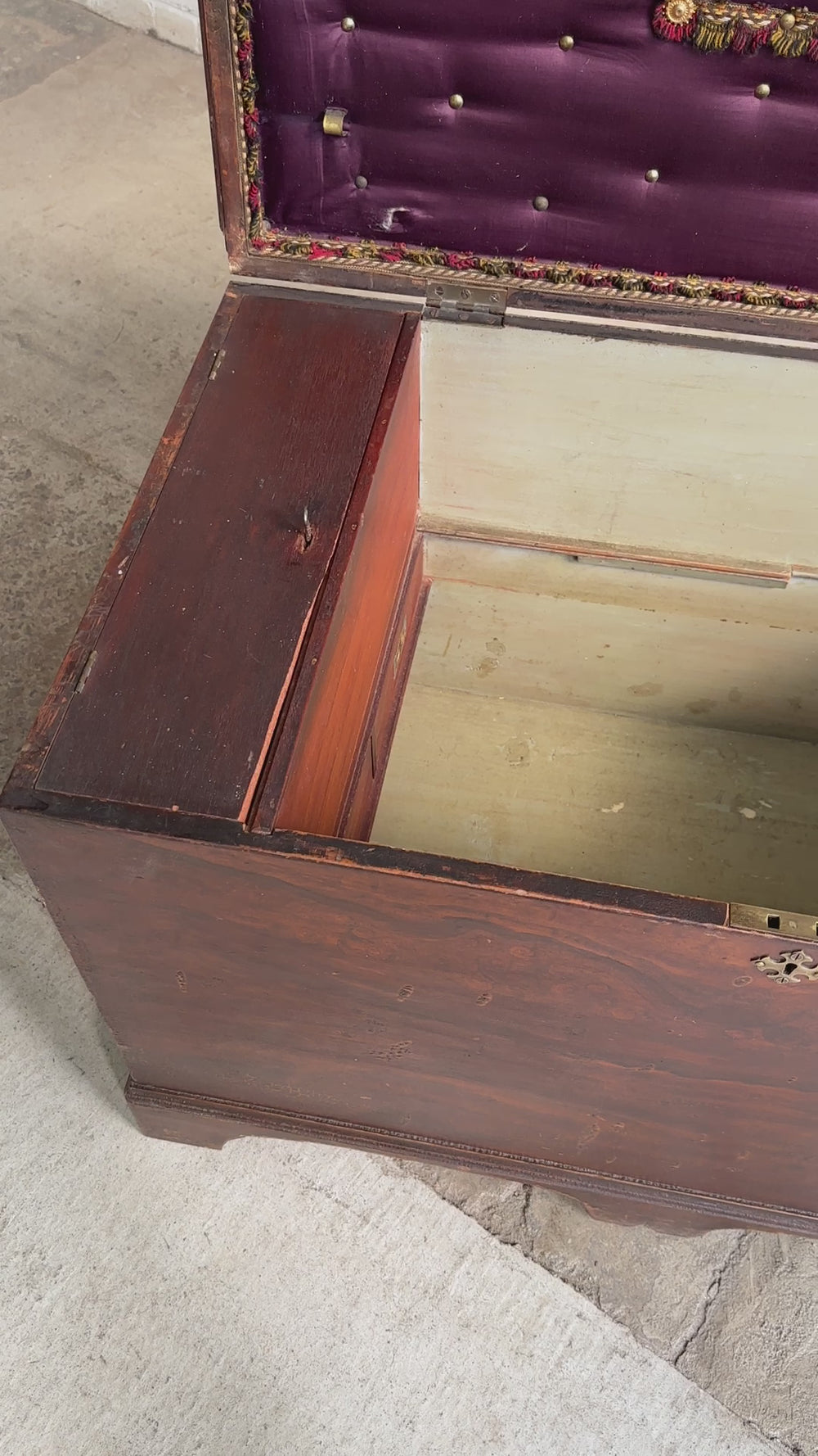 Antique Scumbled Marriage Chest with Hidden Drawers, c. 1870