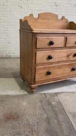 Antique Pine English Chest of Drawers with Flared Upstand c. 1870
