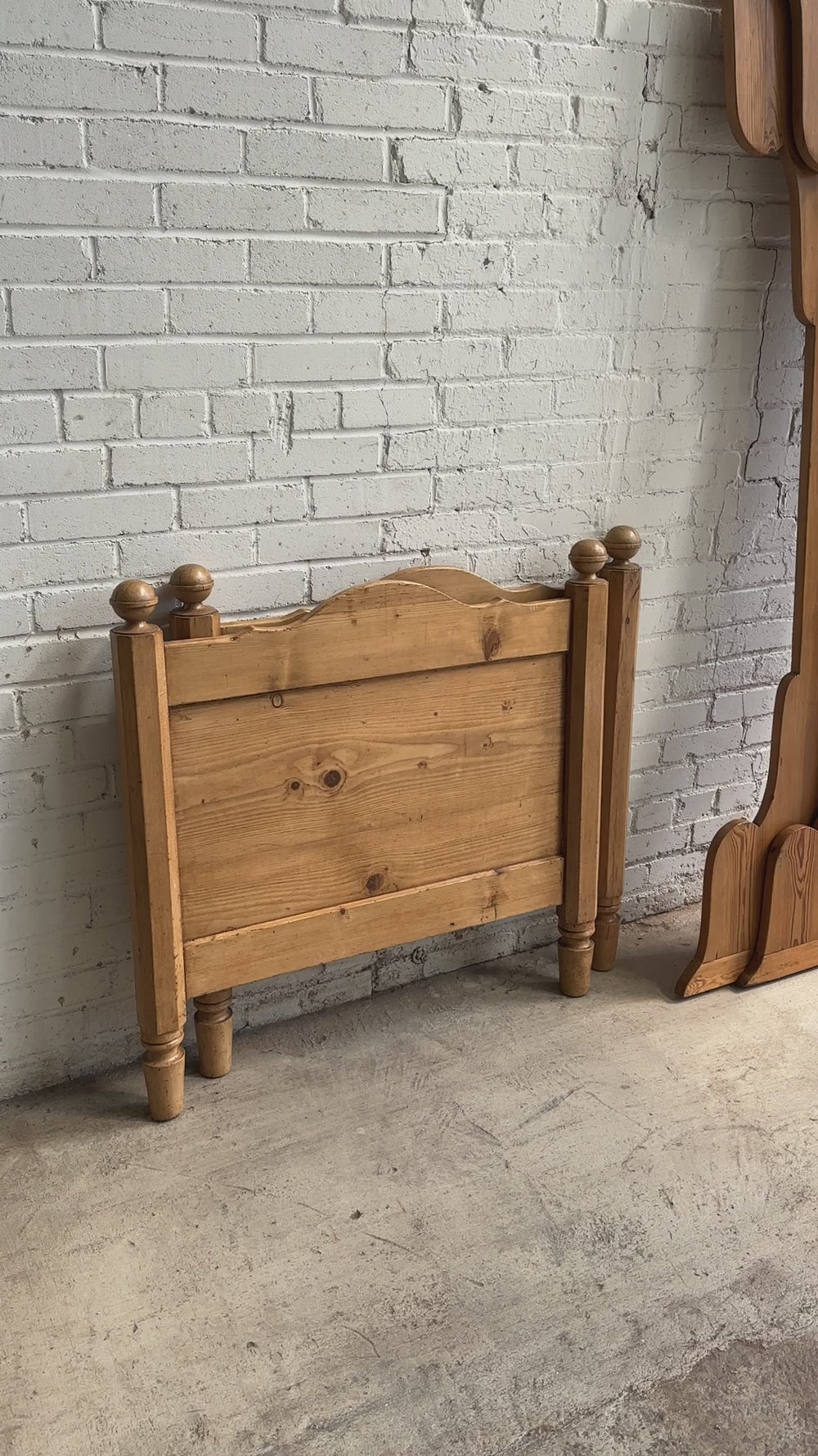 Antique Pine Sleigh Bed with Swoopy Side Rails, c. 1900