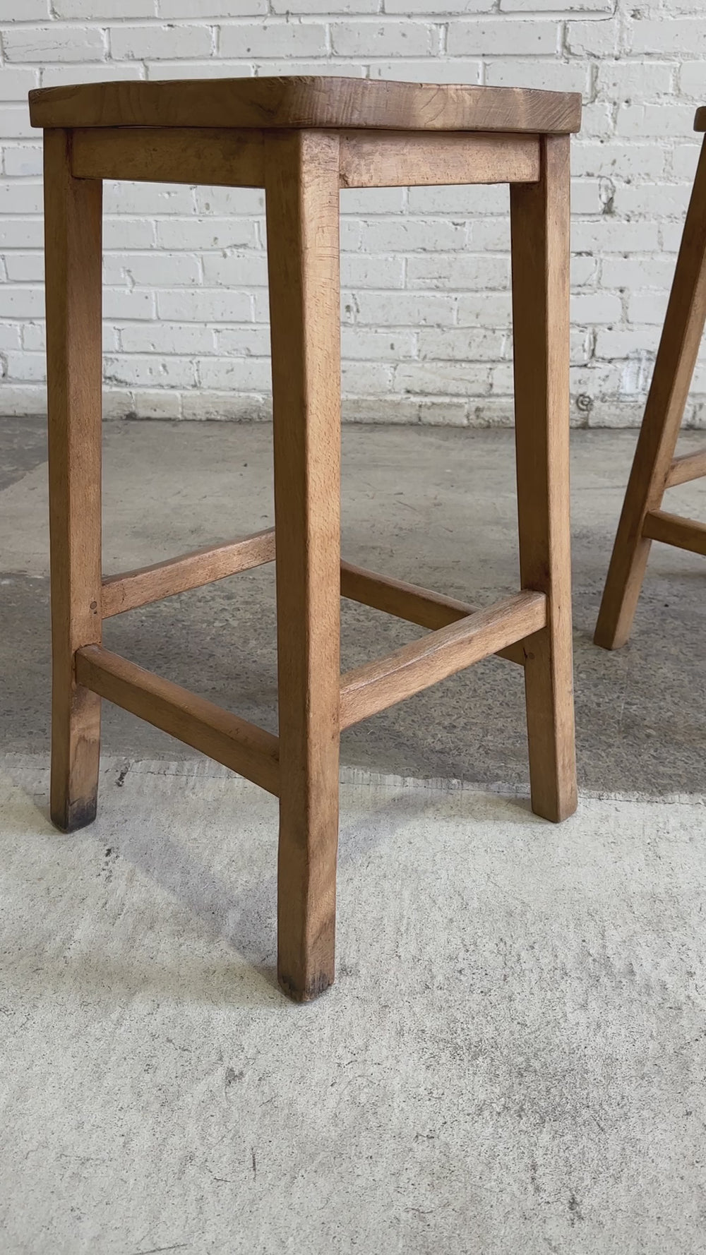 Antique English Pair of Stools with Saddle Seats, c. 1920
