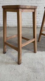 Antique English Pair of Stools with Saddle Seats, c. 1920