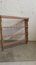 Antique Pine English Plate Rack with Mug Hooks c. 1910